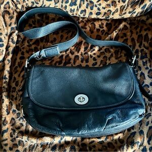 Coach Black Pebbled Leather Adjustable Strap Crossbody/Shoulder Bag